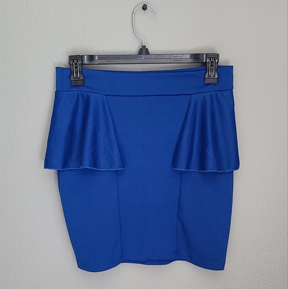 3 for $25 Two size small Y2K Mini Skirts Blue Peplum Black & White Stripes - Picture 3 of 6